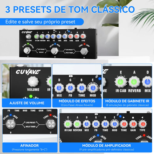 Pedal Multi-Efeitos M-Vave Cube Baby Recarregável Interface Áudio Cuvave - BAIXO